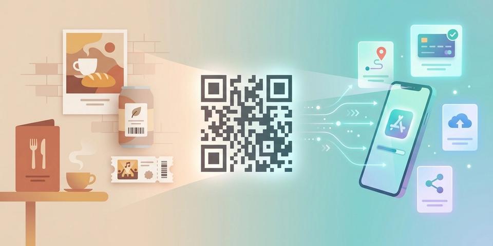 Närbild på en QR-kod tryckt på papper som skannas med en mobiltelefon