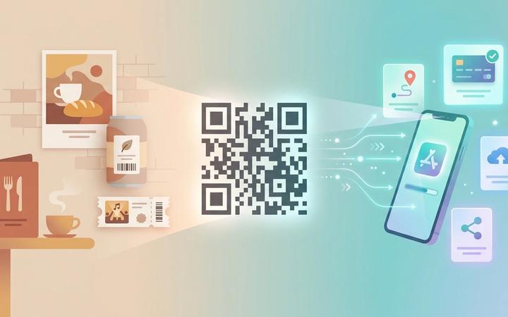 Närbild på en QR-kod tryckt på papper som skannas med en mobiltelefon
