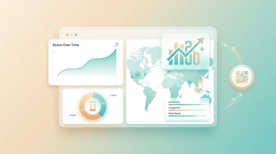 Analysdashboard som visar statistik över skanningar av QR-koder
