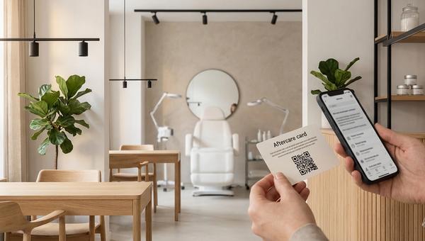 Skönhet och hälsa: eftervård och återbokning från en QR