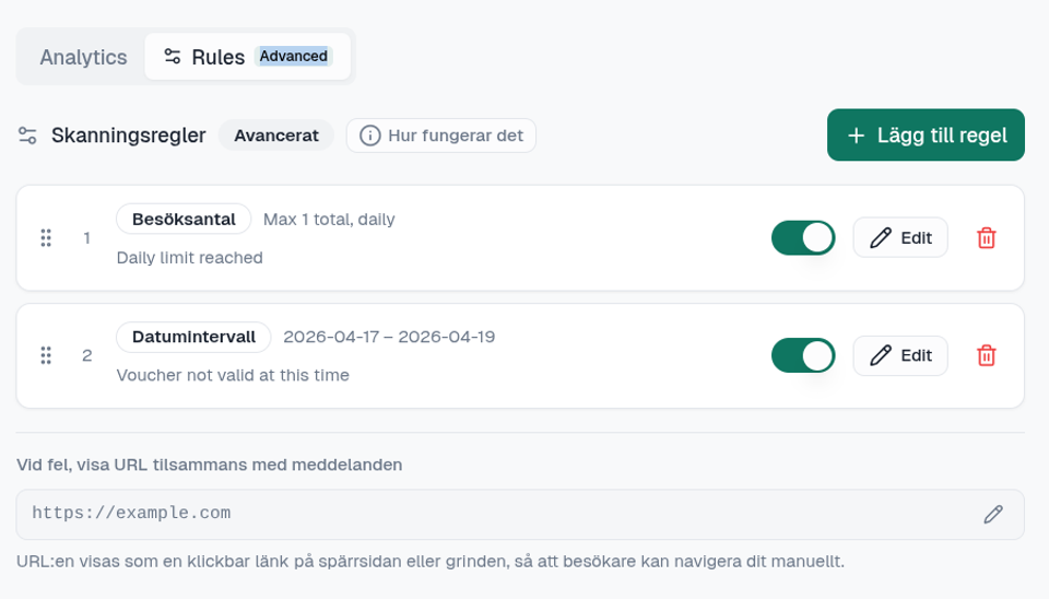 Två regler som skapas automatiskt