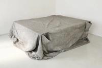 Untitled (Caravan), 2019, Covercraft DustTop car cover (1994 Dodge Grand Caravan), polypropylene plastic pellets, #40 tapioca pearls, Arrowhead Mills Puffed Millet Cereal, puffed quinoa, Spicy World Sugar Coated Fennel Seeds, Rani Sugar Coated Fennel Candy (Meeti Saunf), Wilton Sugar Pearls (White, Black, Silver), Gold Medal Virgin Expanded Polysyrene Bean Bag Refill, Silver Dragees 3mm, Daisy BBs 4.5 millimeter, War Inc. 12g Airsoft BBs (Camo), Sea Pearls Lead Shot Soft Weights, Aleene’s 36116 Original Tacky Glue, Aleenes Fabric Fusion Adhesive and Plaid Delta Sobo Craft and Fabric Glue, BLACK JACK Silver Seal 300 Aluminum Reflective Roof Coating, 3 plastic folding tables, wire and grommets, windshield pockets, 32 cast aluminium, Bench 2019 stones, 72 × 275 × 254 cm (undefined), Nancy Lupo, Jan Kaps, Cologne