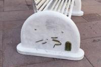 Open Mouth, 2019
Cast aluminum, bronze and iron (16 benches and 10 ‚bones‘, one wax Koenig sphere, styrofoam and string)
Each of 16: 57 x 139,5 x 67,5 cm (Detail) (undefined), Nancy Lupo, Pershing Square, Los Angeles