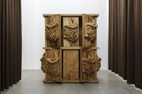 Oak cabinet with organs, 2017, Oak wood, 250 × 261 × 86 cm (undefined), Daniel Dewar & Grégory Gicquel, Portikus, Frankfurt