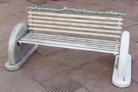 Open Mouth, 2019
Cast aluminum, bronze and iron (16 benches and 10 ‚bones‘, one wax Koenig sphere, styrofoam and string)
Each of 16: 57 x 139,5 x 67,5 cm (undefined), Nancy Lupo, Pershing Square, Los Angeles