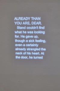 Earth of the Books (detail), 2019, 110 × 82 × 66 cm, (43 1/4 × 32 1/4 × 26 inches)Earth of the Books, 2019, Collection of short stories, plexiglass drink cart, plastic casters, projectors, electrical cables, MP3 player, sound transducers, rubber bands, printed vinyl text, mirror foil, glass, water, 110 × 82 × 66 cm (undefined), Mark von Schlegell, Jan Kaps, Cologne
