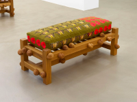 Oak bench with silver washed fritillary butterflies, poppy flowers and snails (2022), Daniel Dewar & Grégory Gicquel, Jan Kaps, Cologne