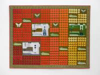 Embroidered quilt with swallowtail caterpillars and butterflies, 22 punctata beetles, poppy flowers and sewing machines (2022), Daniel Dewar & Grégory Gicquel, Jan Kaps, Cologne