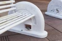 Open Mouth, 2019
Cast aluminum, bronze and iron (16 benches and 10 ‚bones‘, one wax Koenig sphere, styrofoam and string)
Each of 16: 57 x 139,5 x 67,5 cm (Detail) (undefined), Nancy Lupo, Pershing Square, Los Angeles