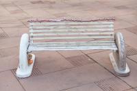 Open Mouth, 2019
Cast aluminum, bronze and iron (16 benches and 10 ‚bones‘, one wax Koenig sphere, styrofoam and string)
Each of 16: 57 x 139,5 x 67,5 cm (undefined), Nancy Lupo, Pershing Square, Los Angeles