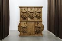 Oak cabinet with organs, 2017, Oak wood, 250 × 261 × 86 cm (undefined), Daniel Dewar & Grégory Gicquel, Portikus, Frankfurt