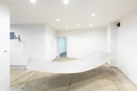 Dreamers Don't Sleep, 2017, Sunshade mesh wire, steel cord, stainless steel hooks, 131 × 135 × 481 cm (undefined), undefined, Jan Kaps, Cologne