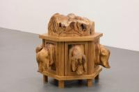 Oak dresser with pigs (2019), Daniel Dewar & Grégory Gicquel, Culturgest, Lisbon