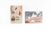 Left: Stone marquetry with taps and pastry molds, 2017, 100 × 66 × 2 cm, Right: Stone marquetry with teapot, shells and ribbon, 2017, 66 × 100 × 2 cm (undefined), Daniel Dewar & Grégory Gicquel, Witte De With Center For Contemporary Art, Rotterdam