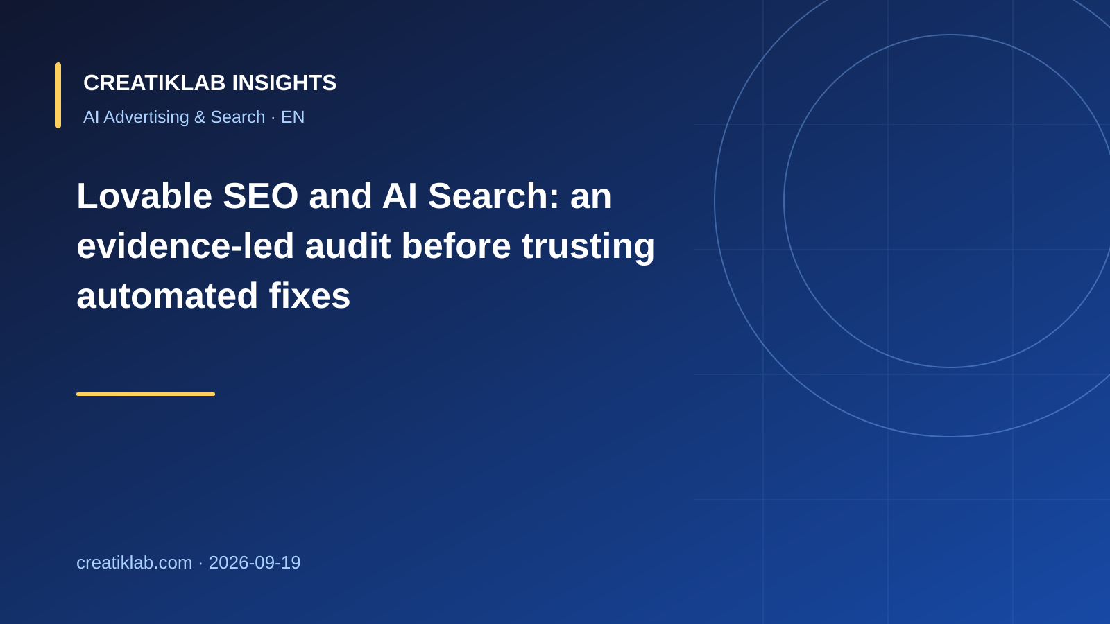 Evidence-led audit workflow for Lovable SEO and AI search readiness