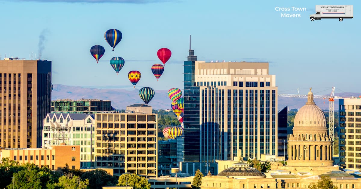 Balloons floating into the sky above Boise | Crosstown Movers