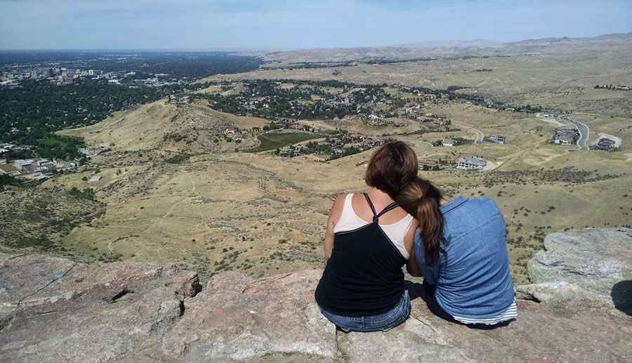 Friends on Tablerock hiking trail in Boise, ID