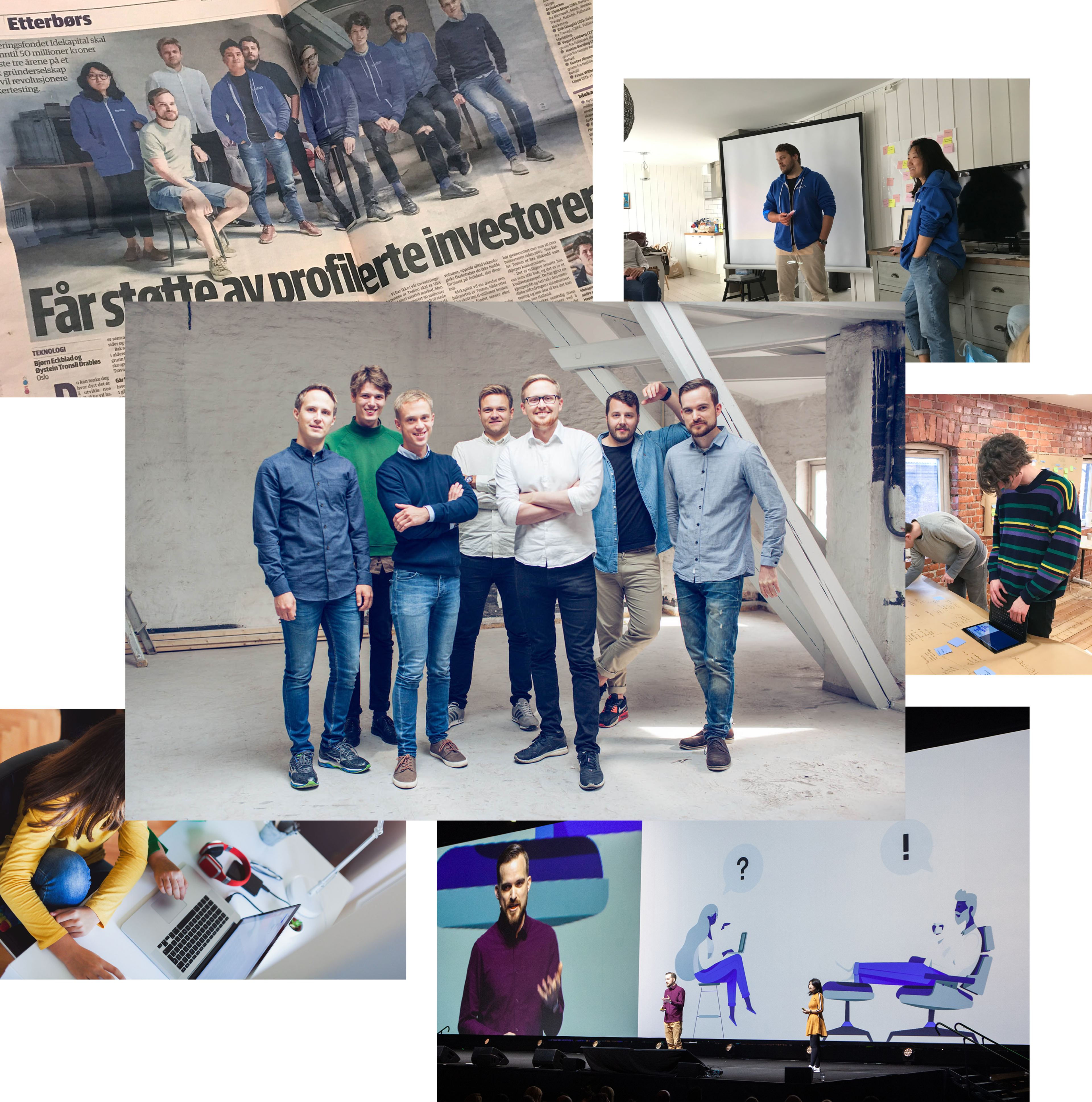 Kollage av gruppebilder under arbeid