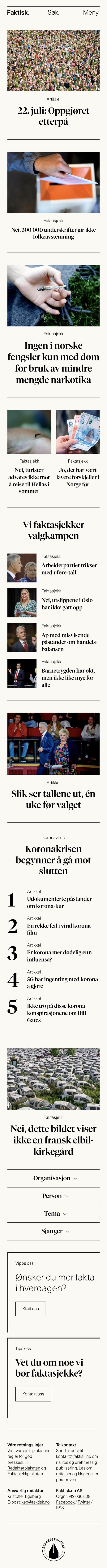 Forsiden til faktisk på mobil