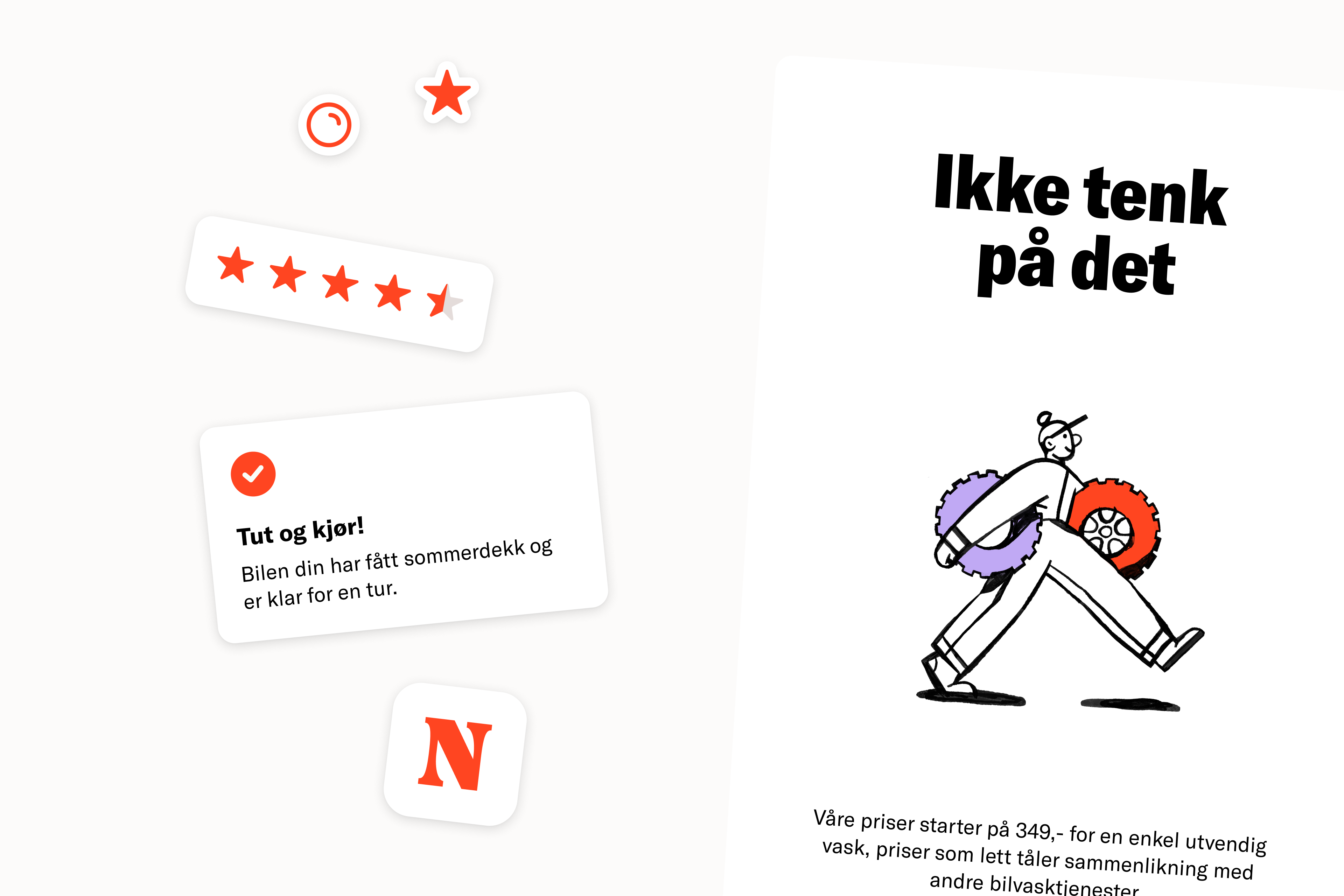 Visuelle virkemidler, med fonter, buede hjørner, ikoner og vennlige illustrasjoner