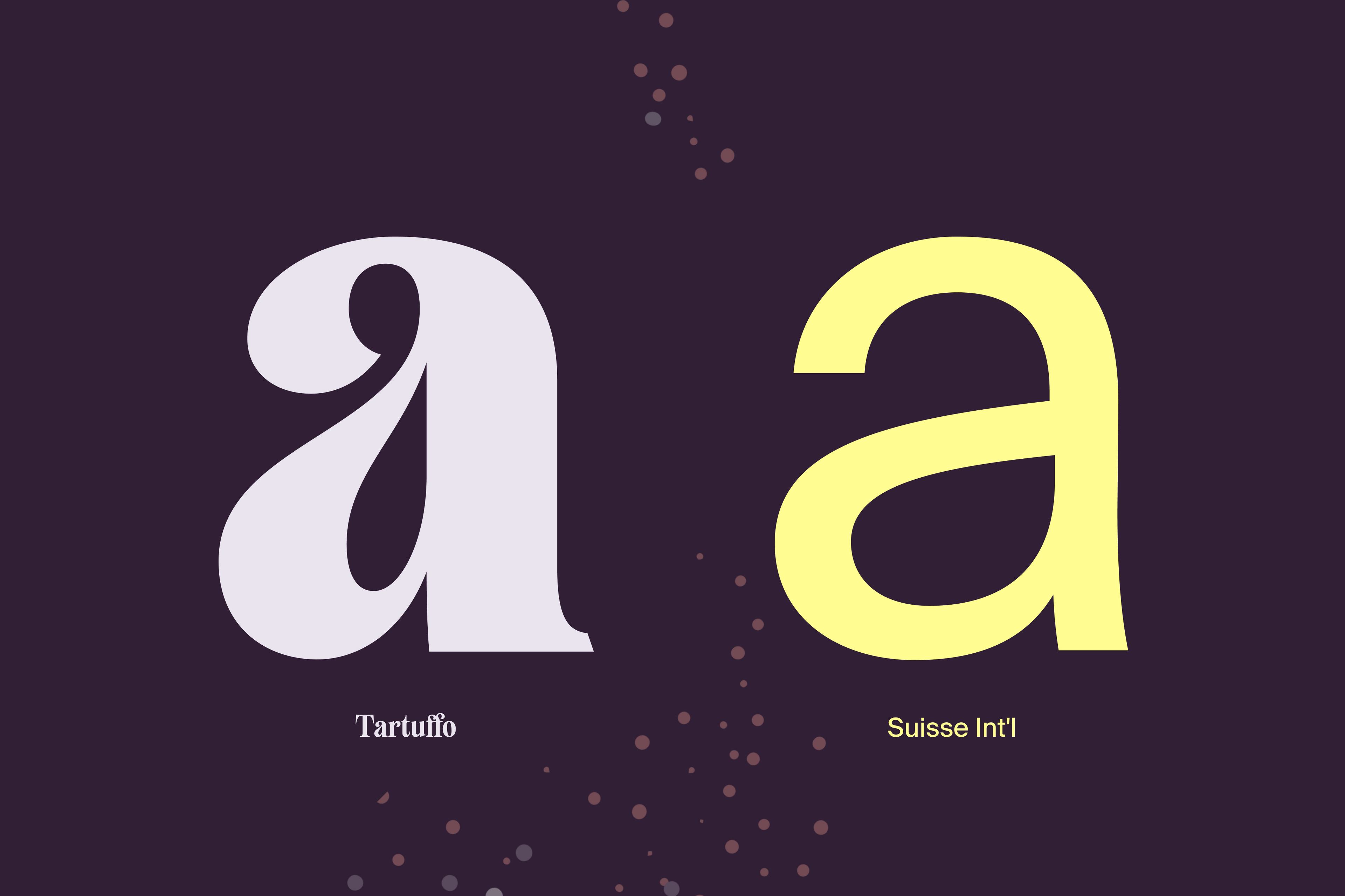 Two typefaces: Tartuffo and Suisse Int'l