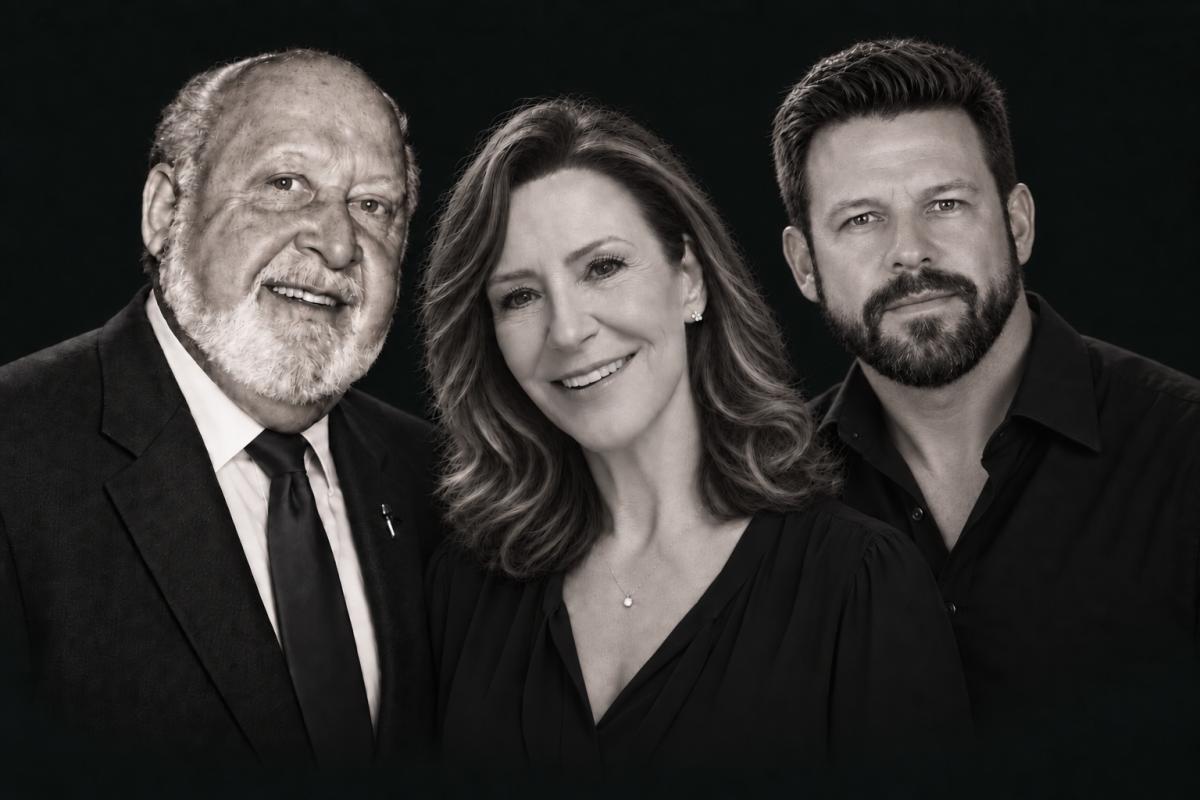 O’Linn’s approved three-generation family portrait featuring Dick, Kim and Jason
