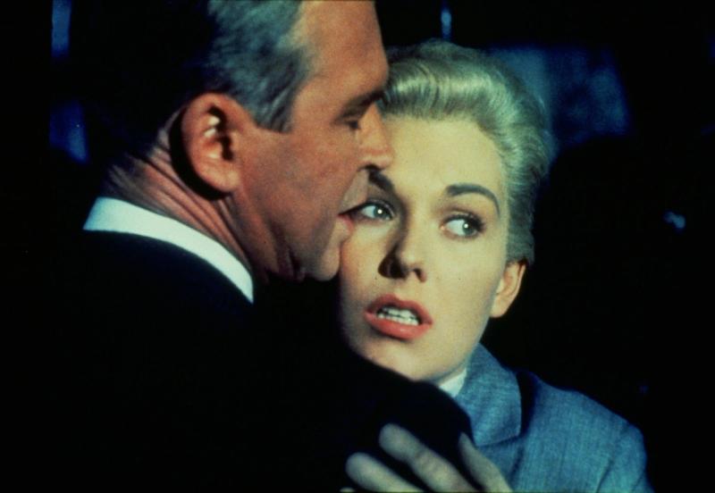 James Stewart og Kim Novak i filmen Vertigo