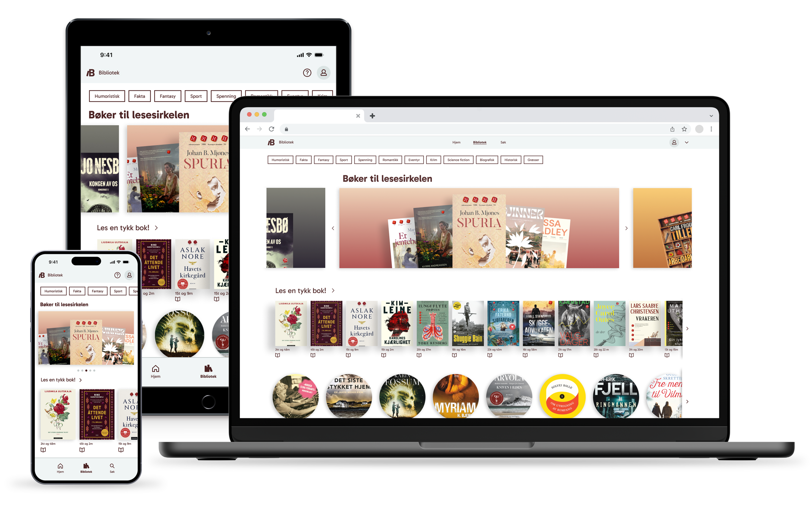 Biblio på mobil, nettbrett og i nettleseren