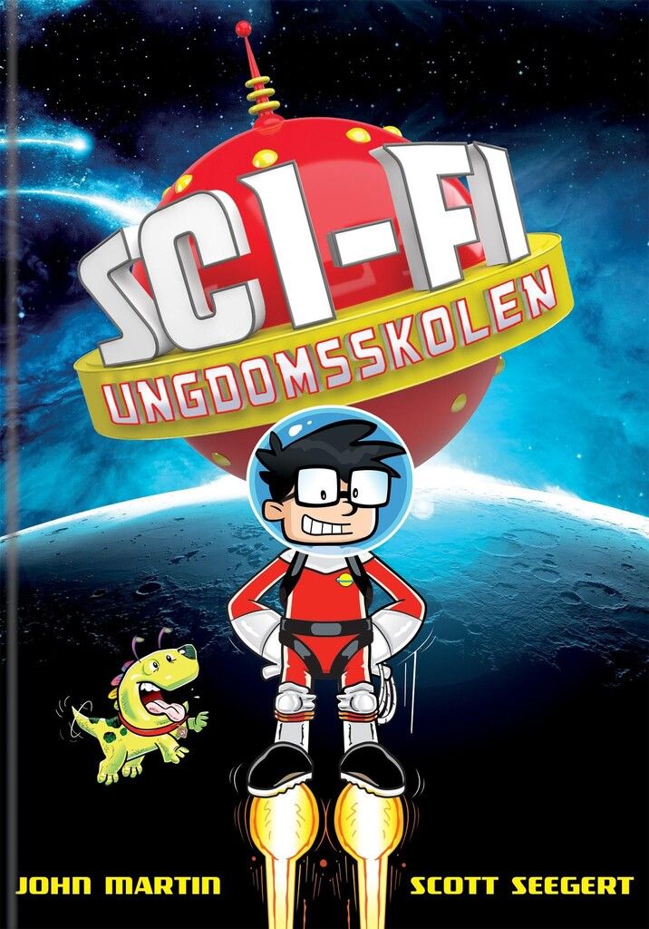 Bokkcover Sci-Fi ungdomsskolen. Ilustrasjon. 