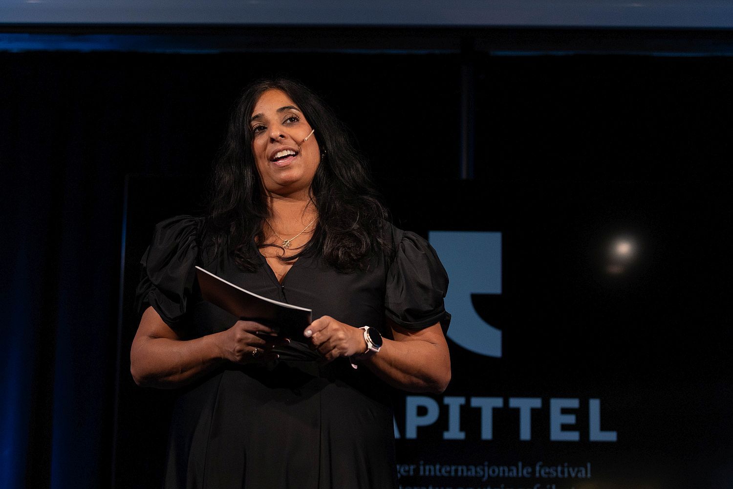 Kultur- og likestillingsminister Lubna Jaffery på Kapittel24. Foto: Andrea Rocha