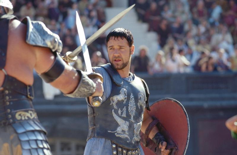 Russell Crowe fekter i filmen Gladiator