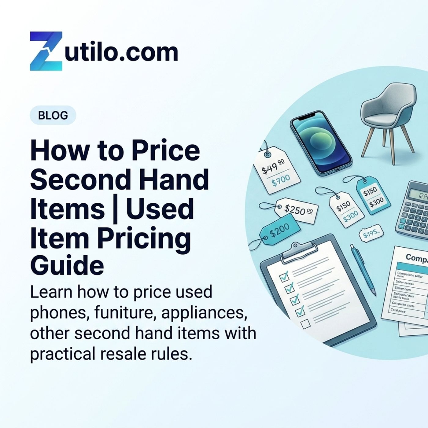 Zutilo blog hero image for pricing second hand items before selling online Zutilo blog hero image for pricing second hand items before selling online