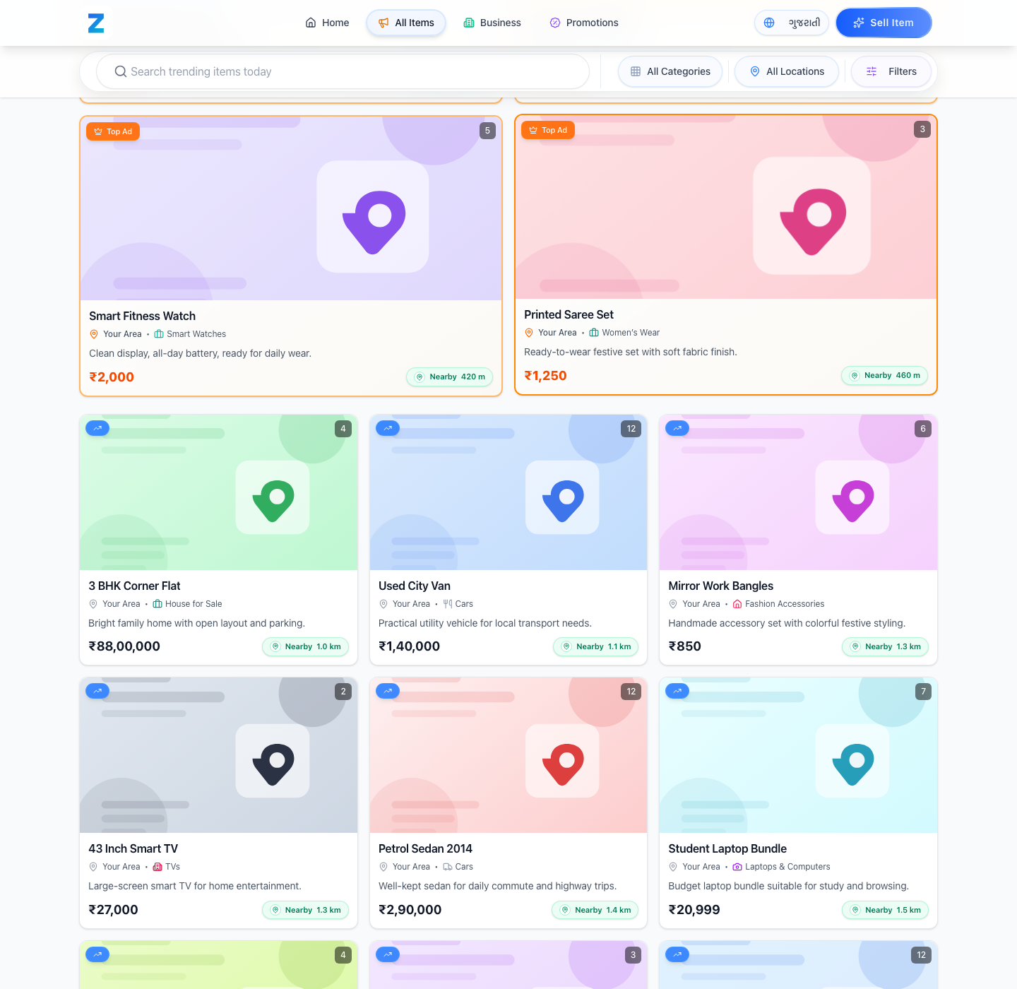 Nearby distances on listing cards