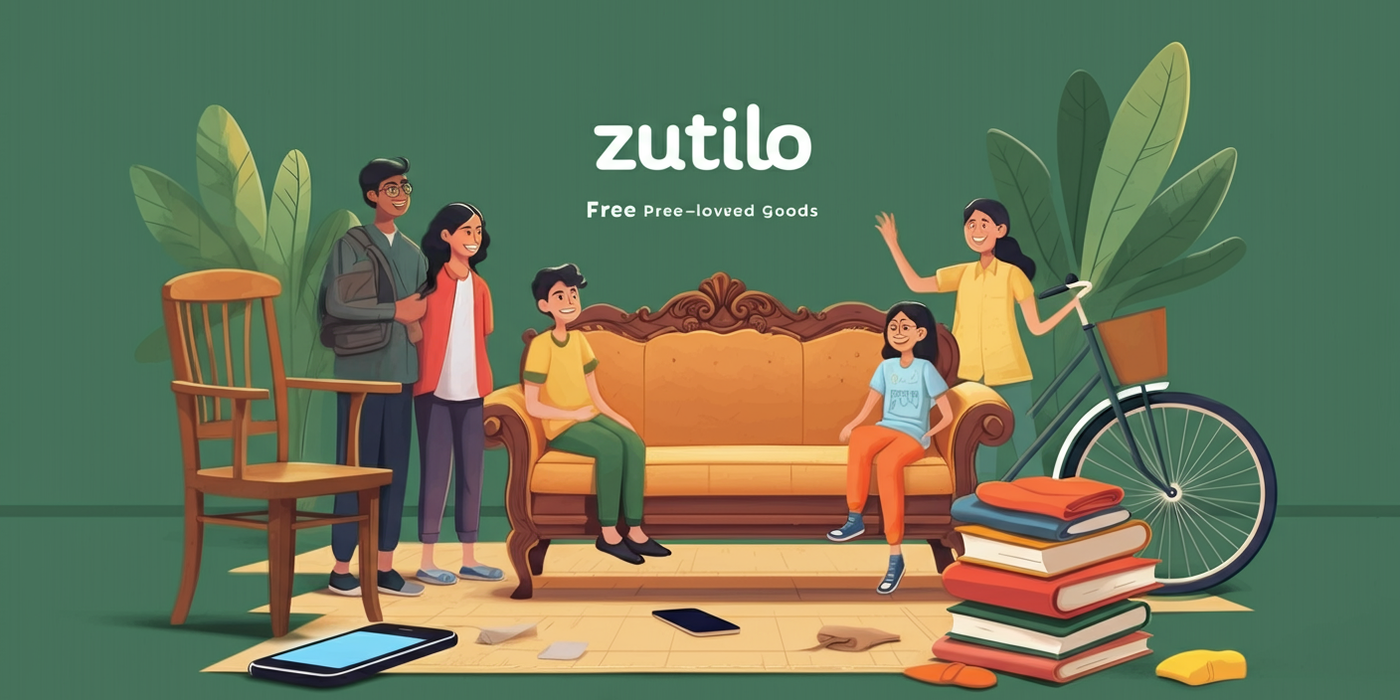 Vibrant community marketplace scene showing diverse Indian people exchanging pre-loved goods including furniture, electronics, books, and clothing Vibrant community marketplace scene showing diverse Indian people exchanging pre-loved goods including furniture, electronics, books, and clothing