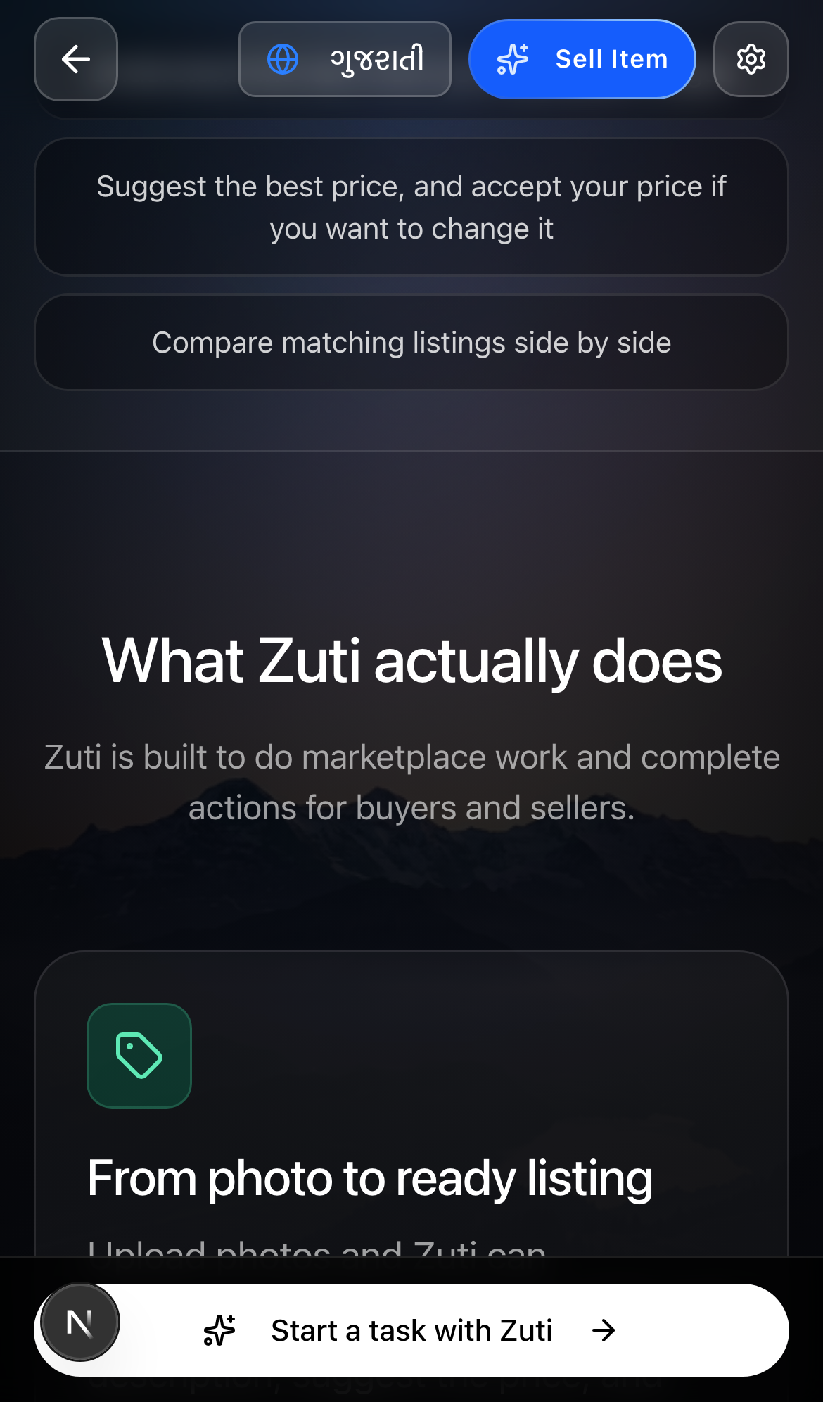 Zuti capabilities on mobile