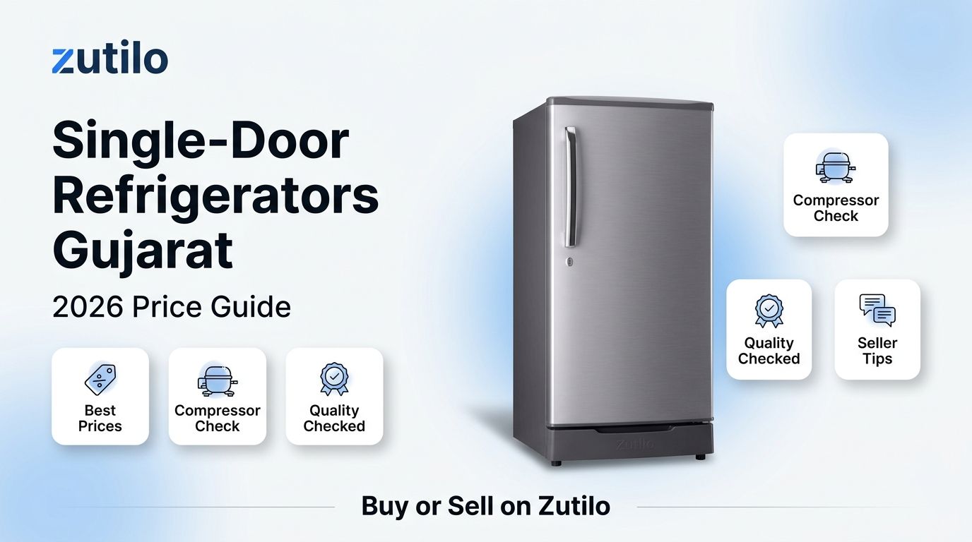 Zutilo blog cover for second-hand single-door refrigerators in Gujarat 2026