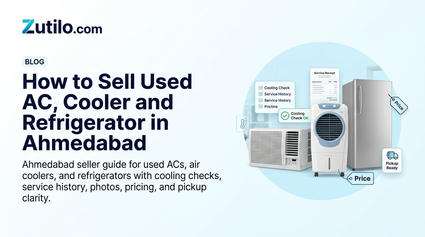 Zutilo blog hero image for selling used AC, cooler and refrigerator in Ahmedabad