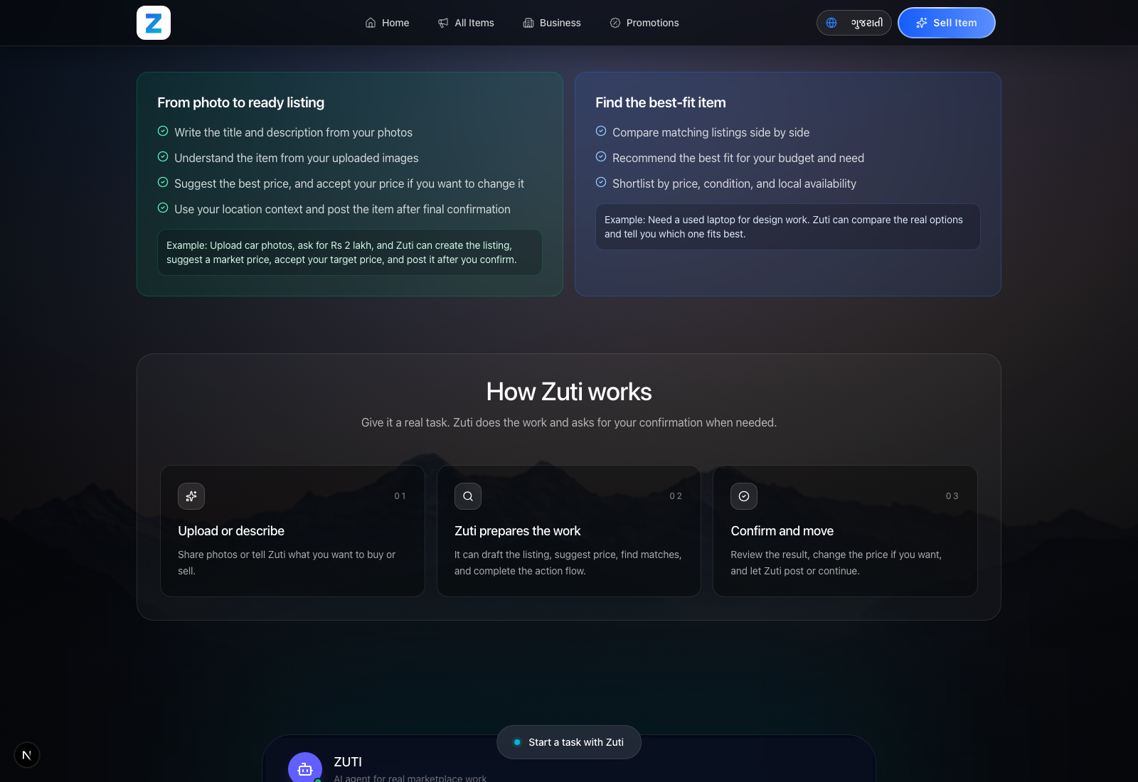 How Zuti works section