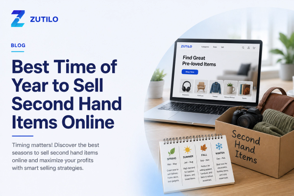 Zutilo blog hero image for the best time of year to sell second hand items online Zutilo blog hero image for the best time of year to sell second hand items online
