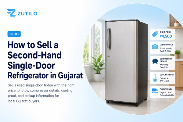 Zutilo blog hero image for selling a second-hand single-door refrigerator in Gujarat Zutilo blog hero image for selling a second-hand single-door refrigerator in Gujarat