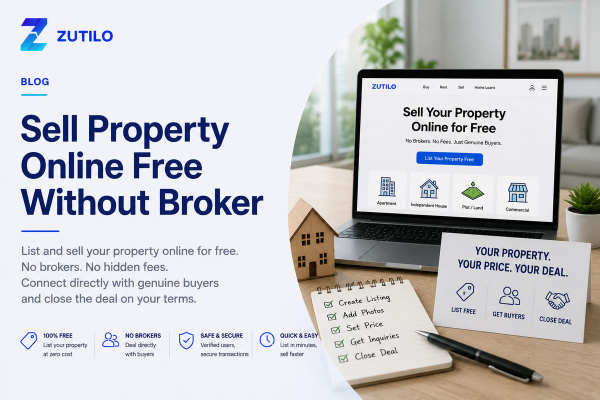 Zutilo blog hero image for Sell Property Online Free Without Broker Zutilo blog hero image for Sell Property Online Free Without Broker