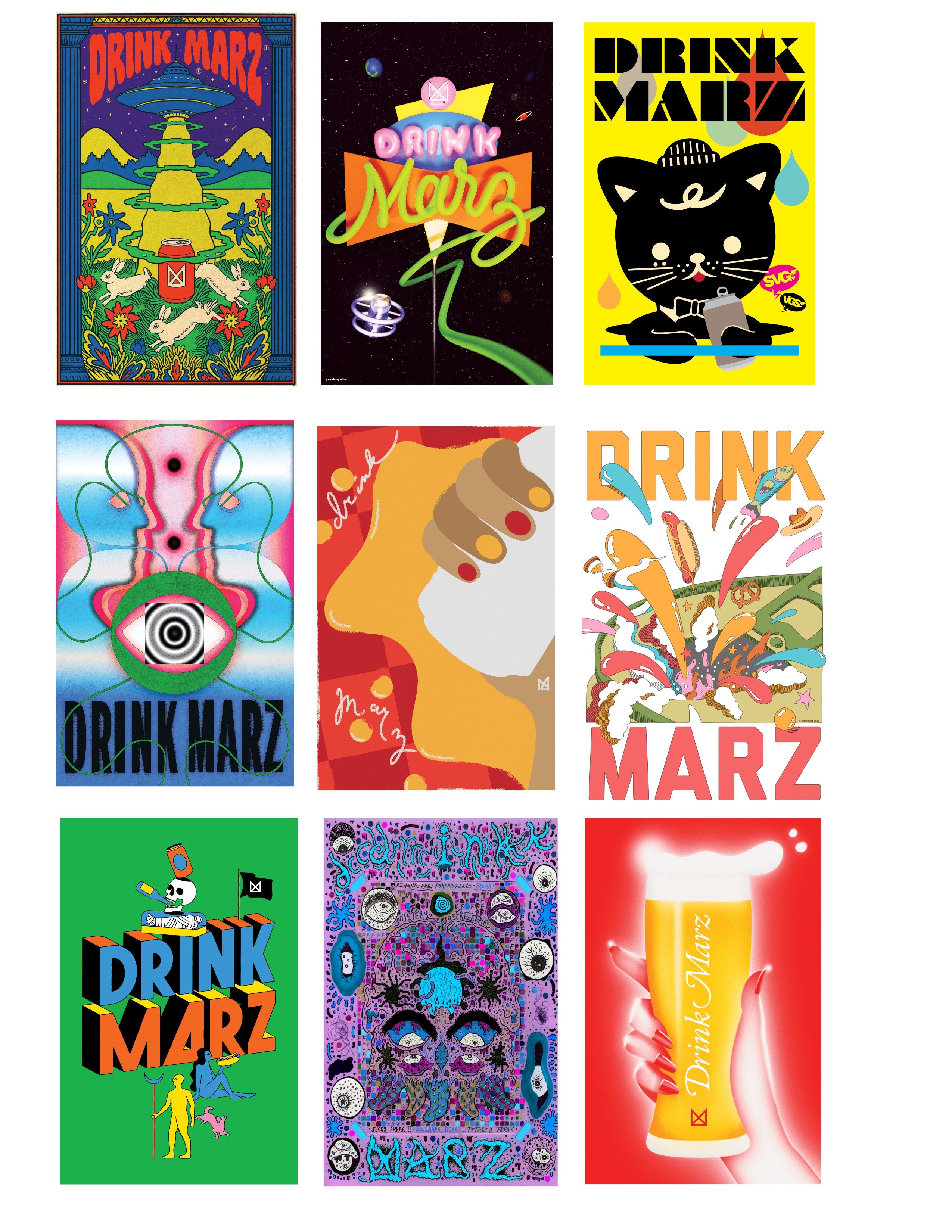 Drink Marz Newsprint Posters