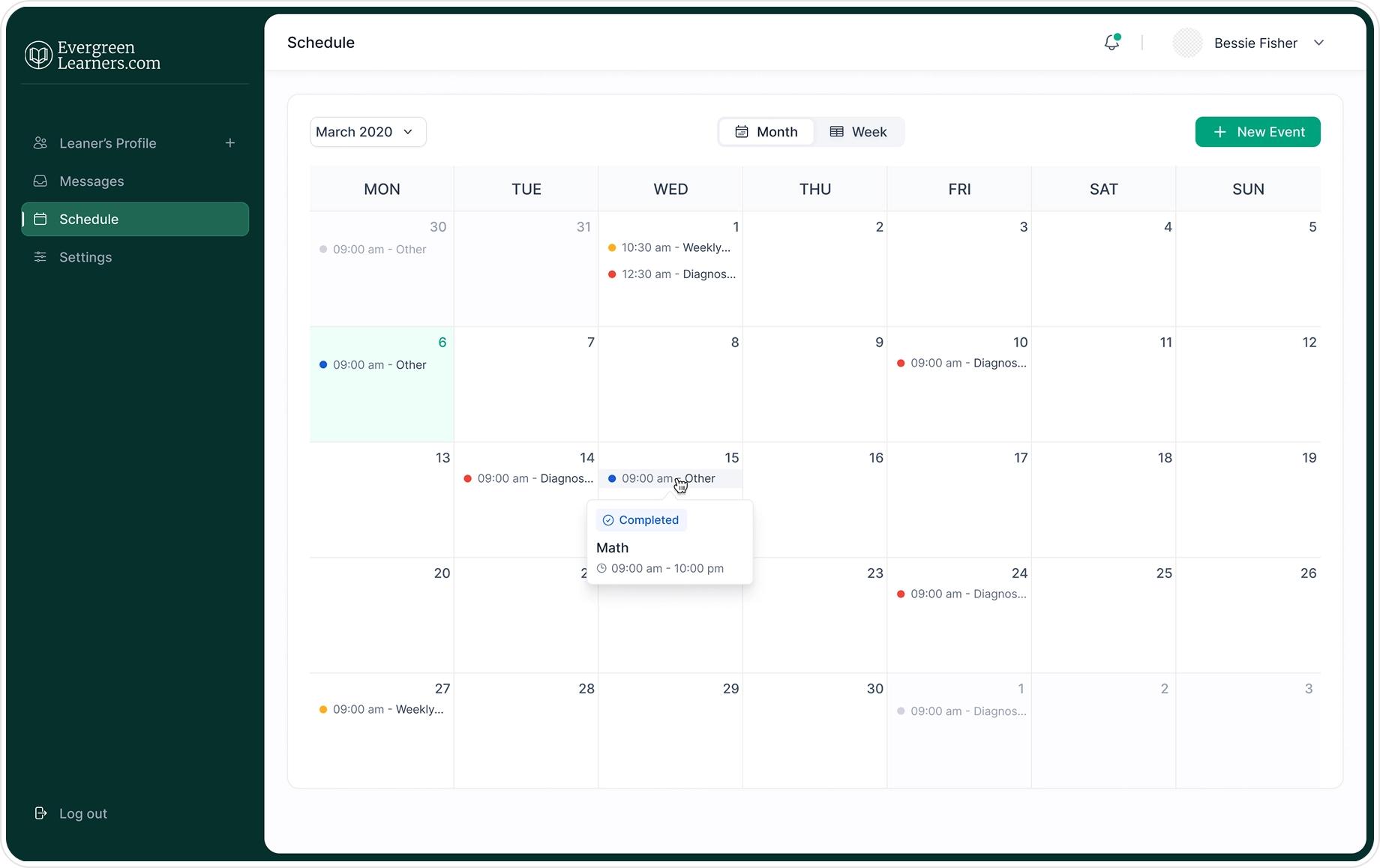 learning web platform ui ux design schedule