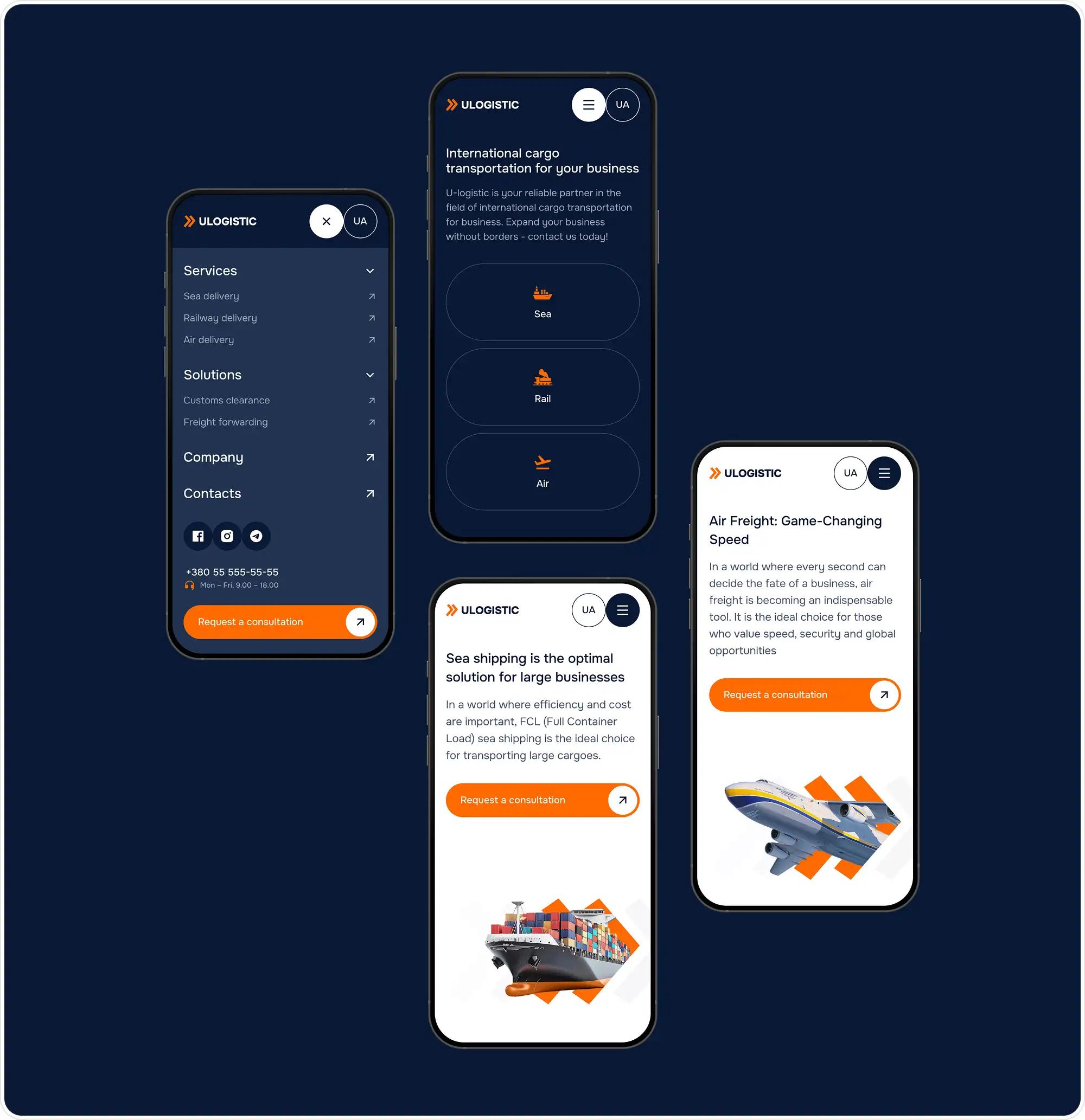 u-logistic website mobile version
