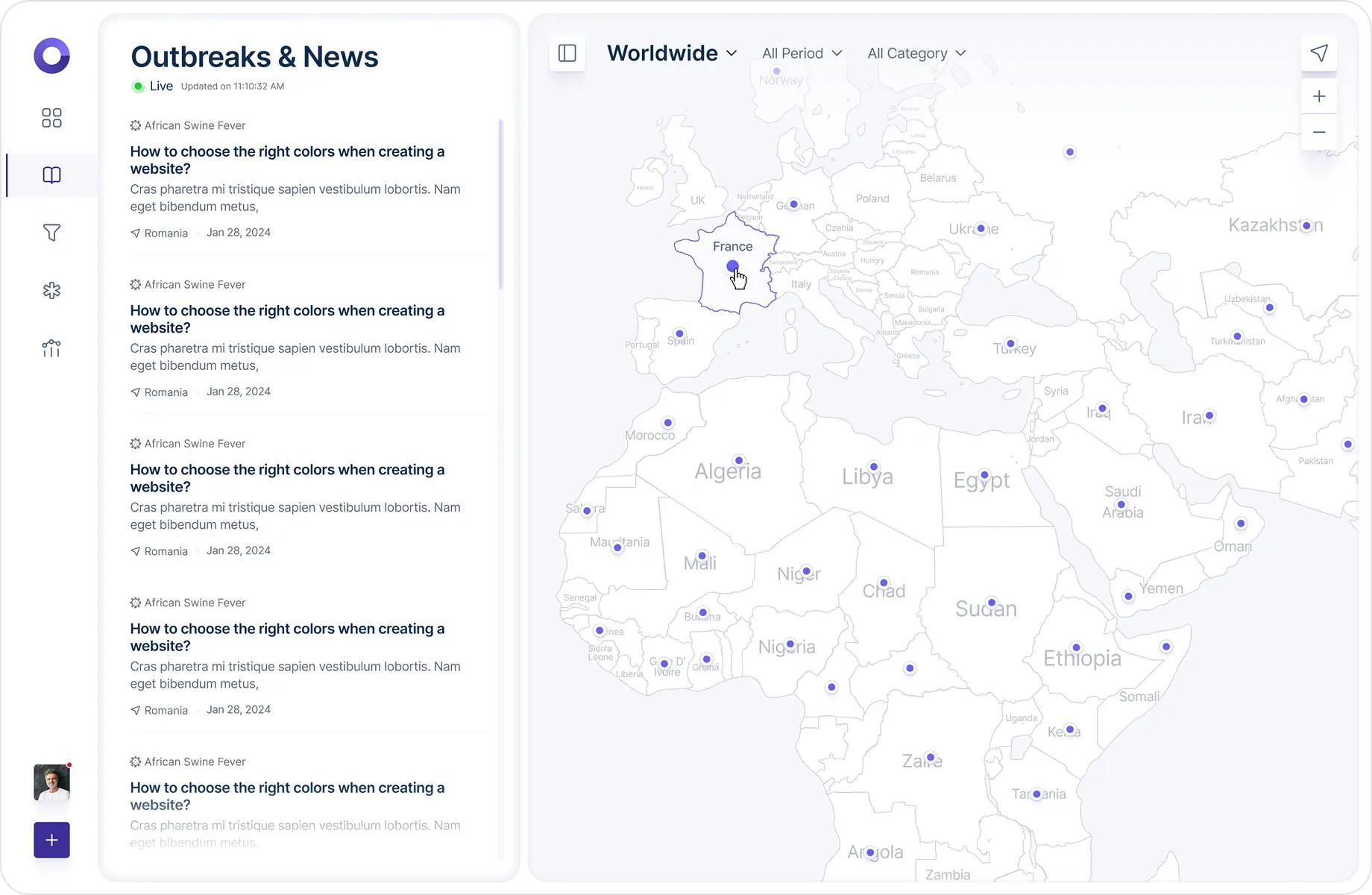 Healthcare map home screen