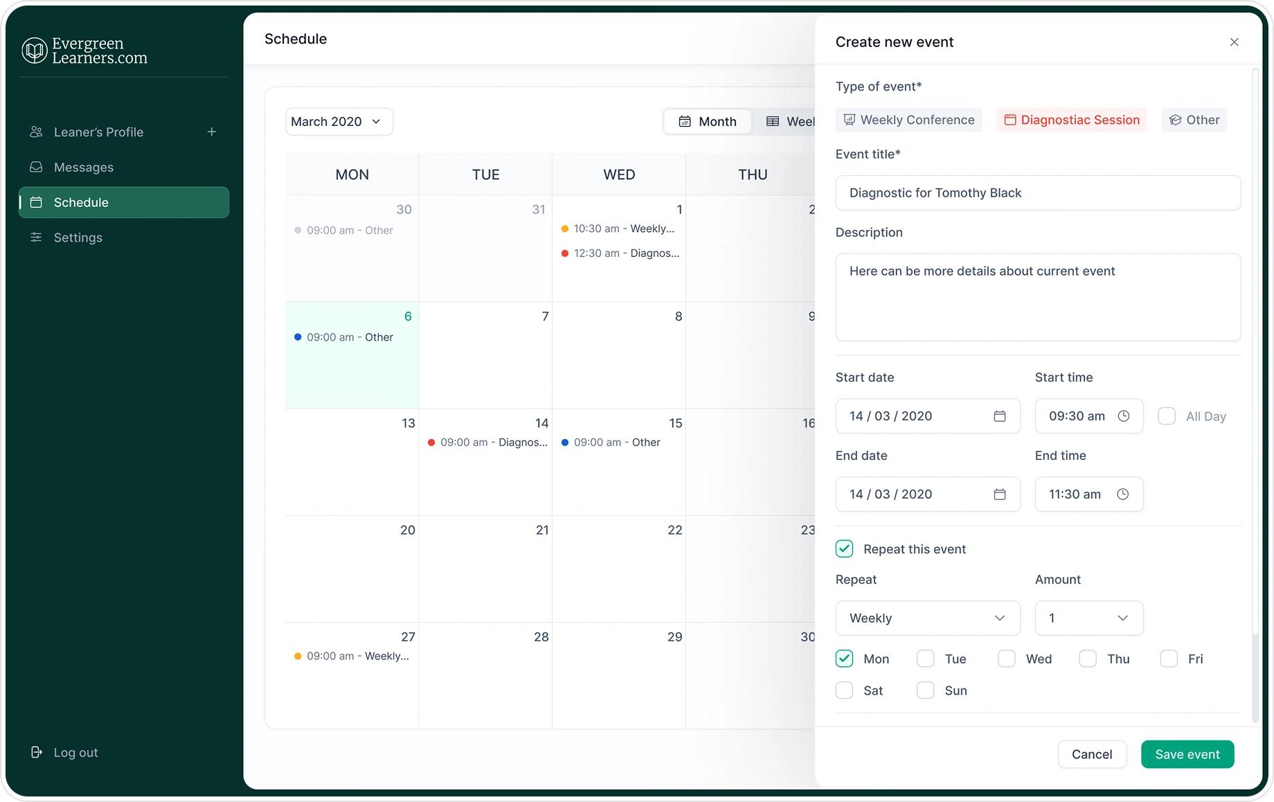 learning web platform ui ux design 