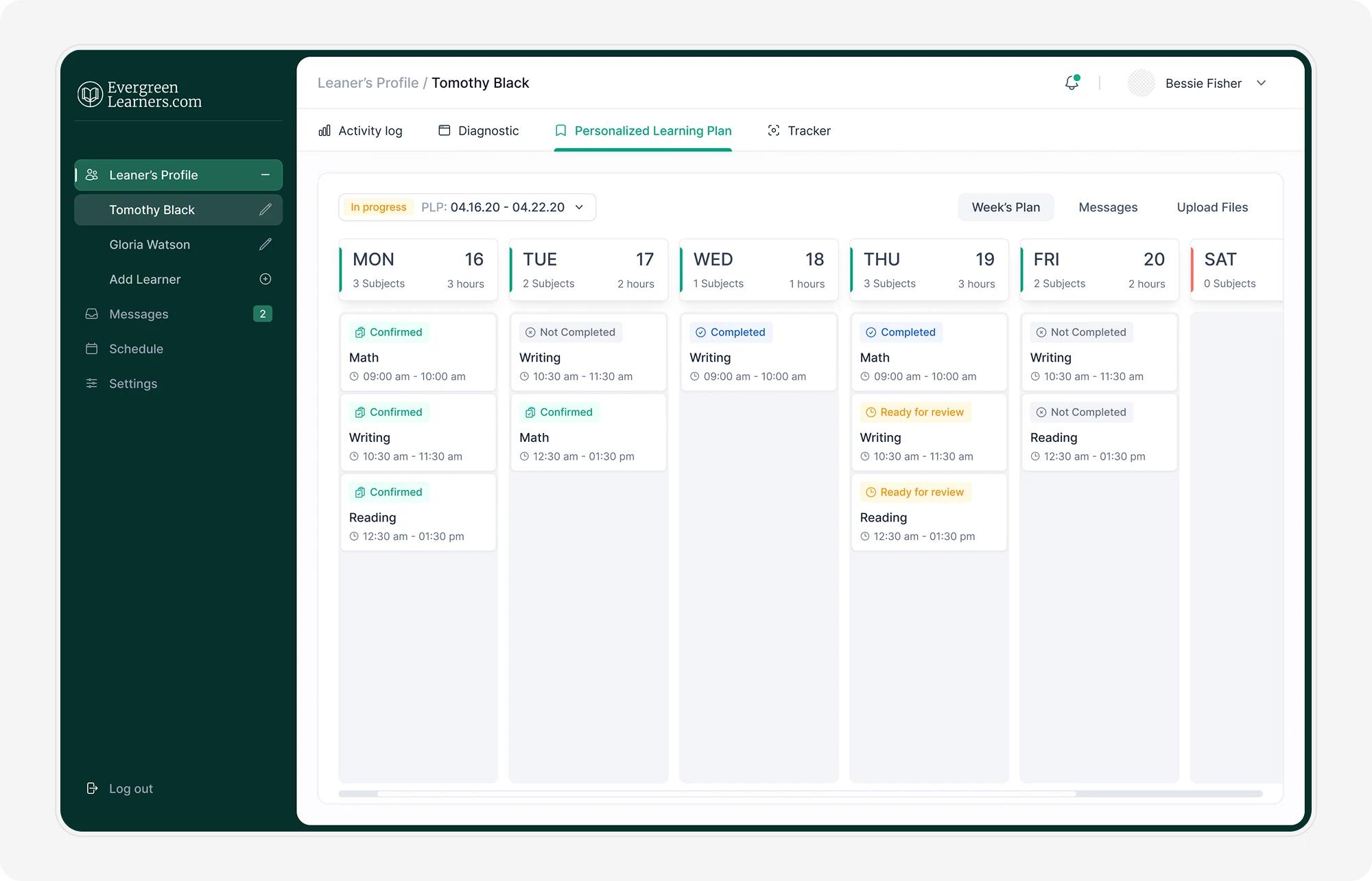 learning web platform ui ux design dashboard