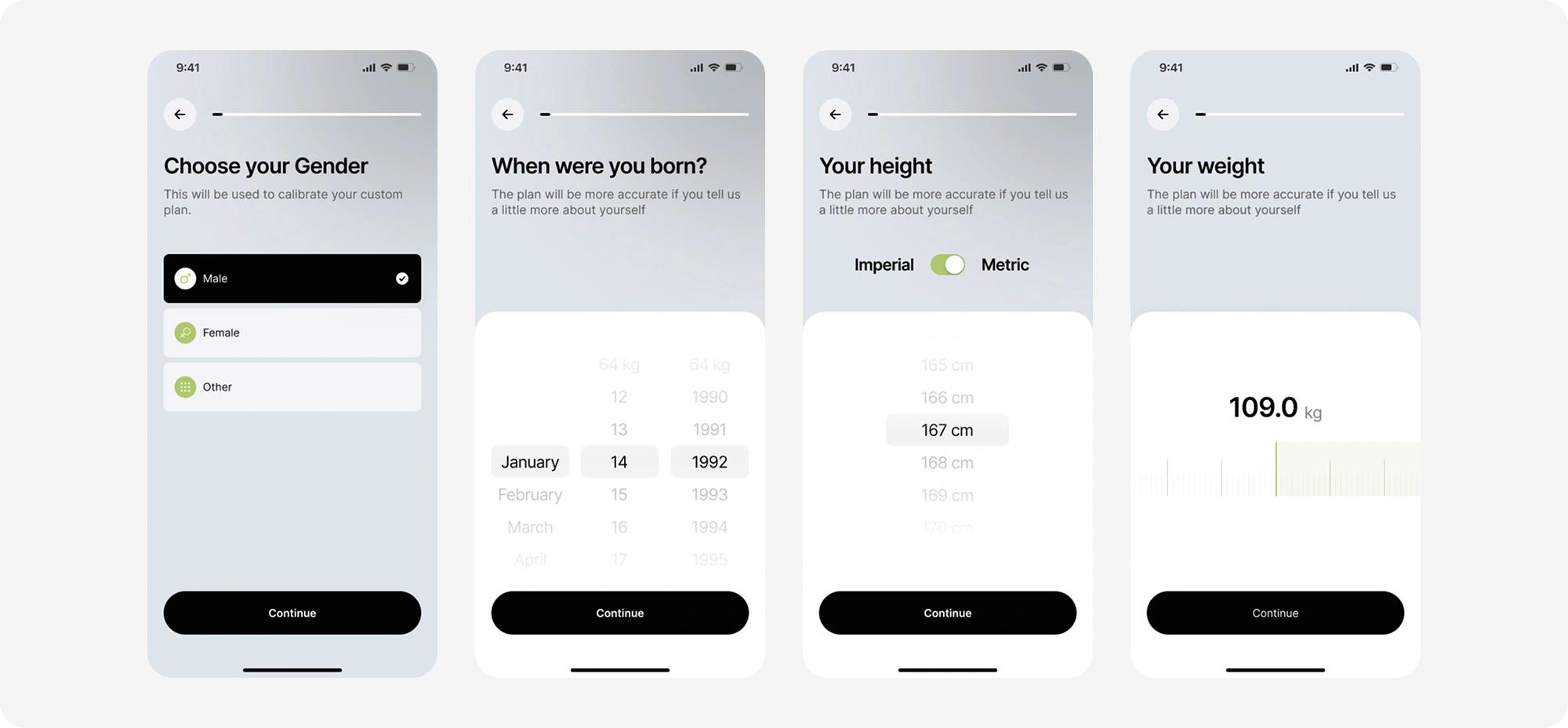 c-counter personal quiz screens