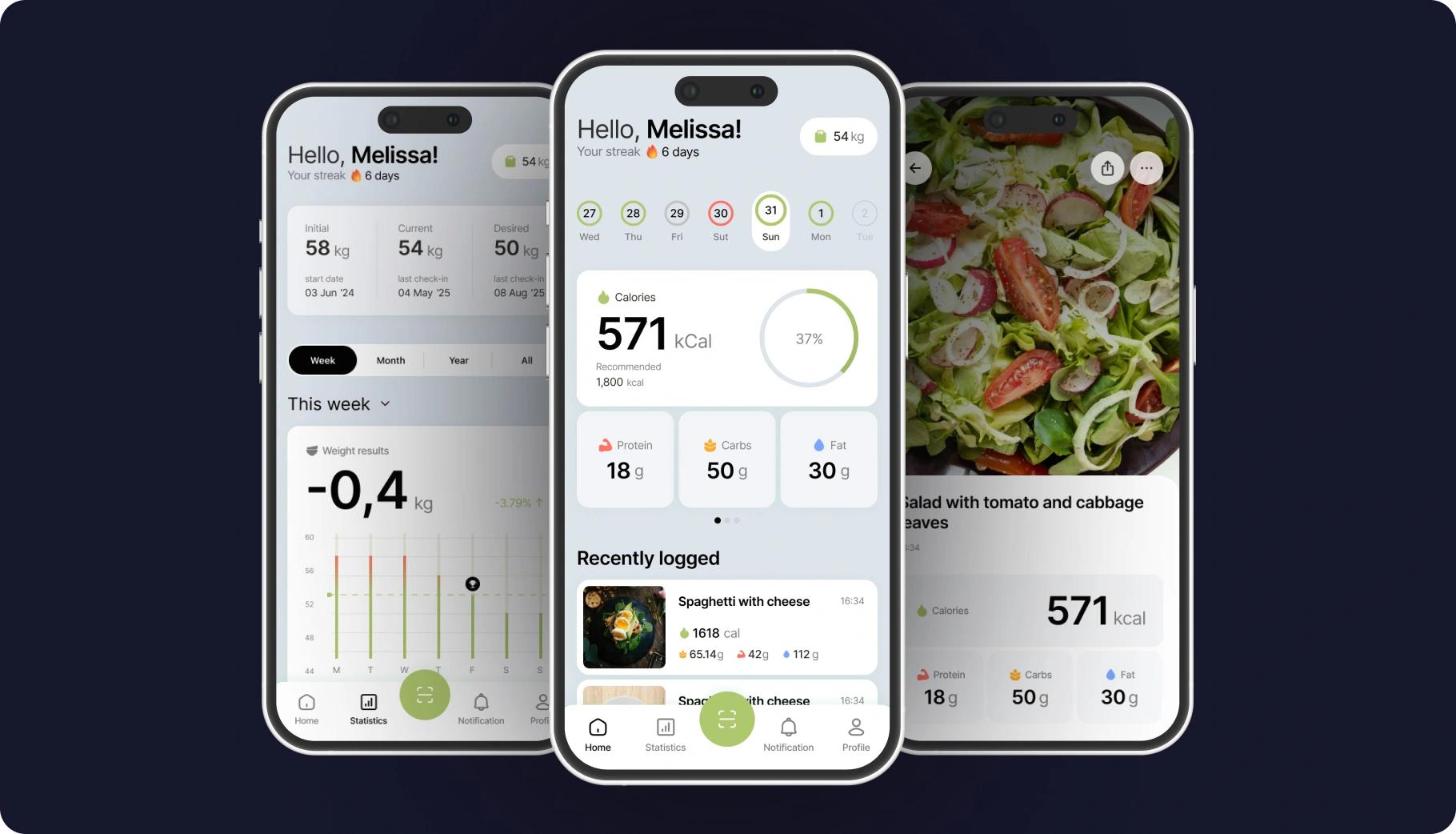 c-counter a calorie tracking app screens