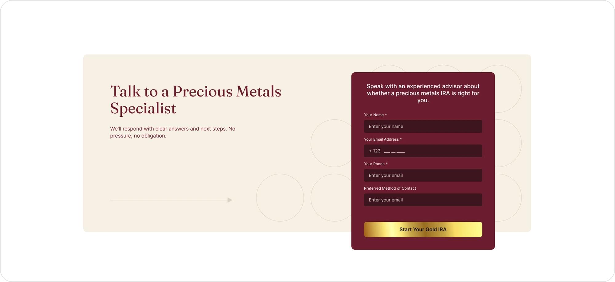 Gold Safe Exchange website ui ux design screen contact form
